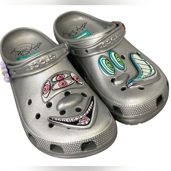CROCS x SCHARF Classic Silver Unisex CROC Clog NEW, NWT - Picture 4 of 11